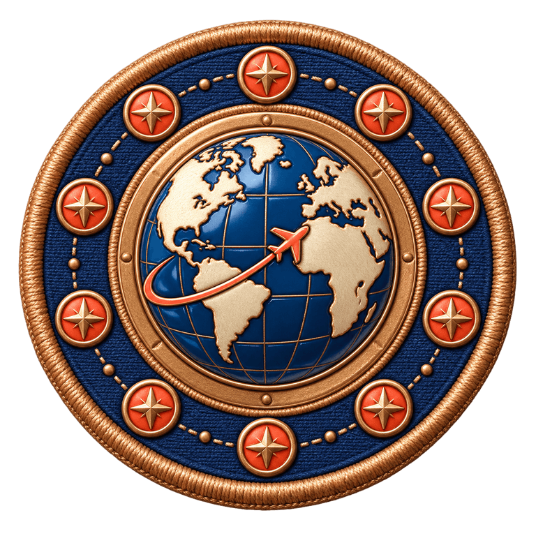 Tien landen badge